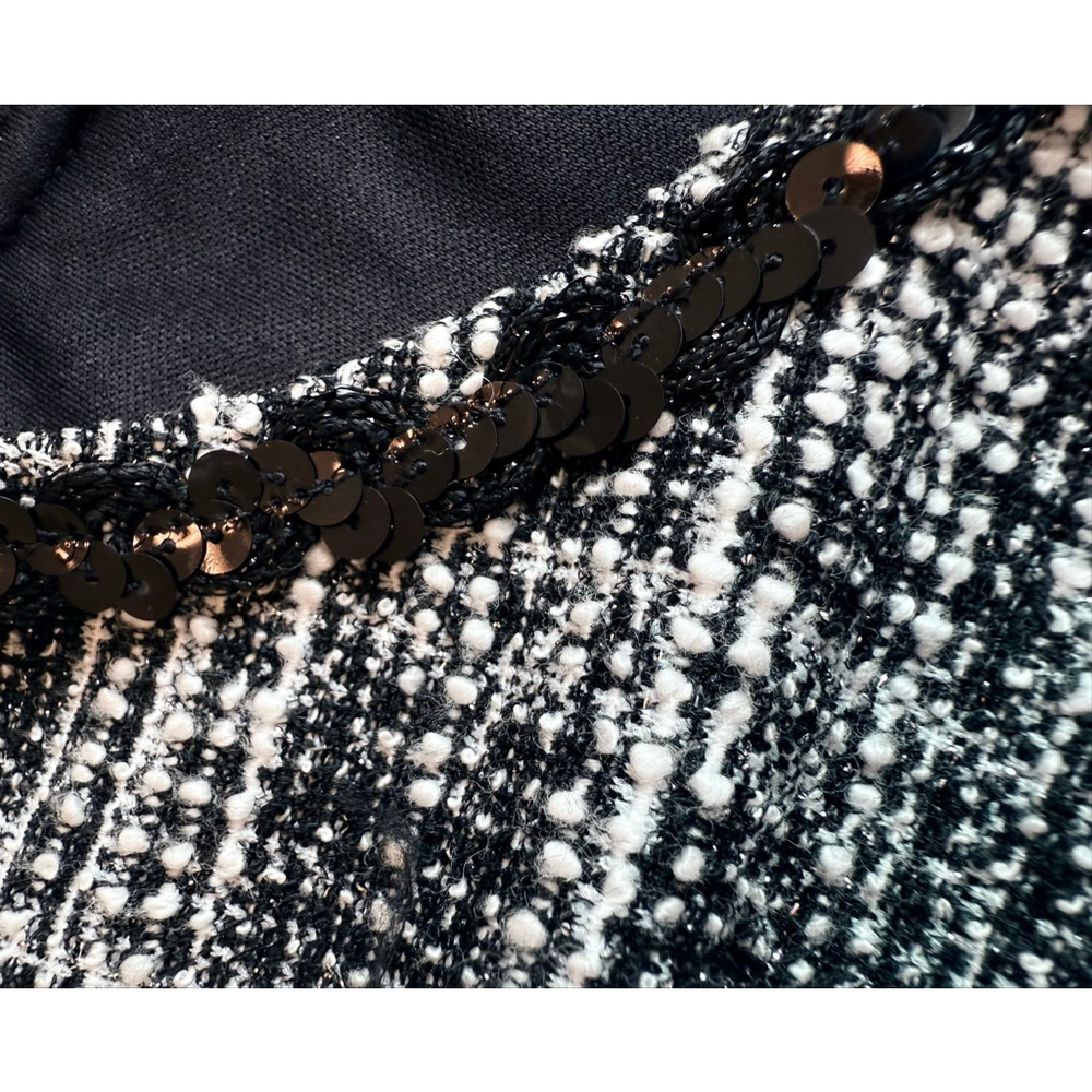 NWT Women's Grace Karin Tweed Dress Black/White Size M Sleeveless Keyhole Neck - Picture 4 of 16